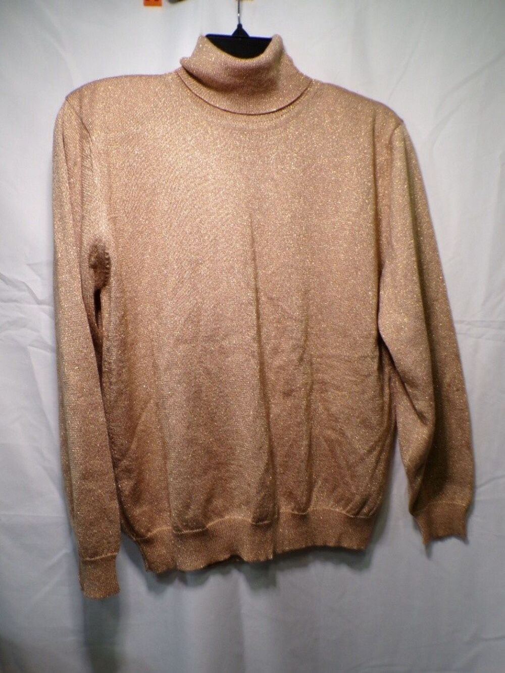 Jeanne Pierre Women's Metallic Gold Turtleneck Sweater Size M Pullover